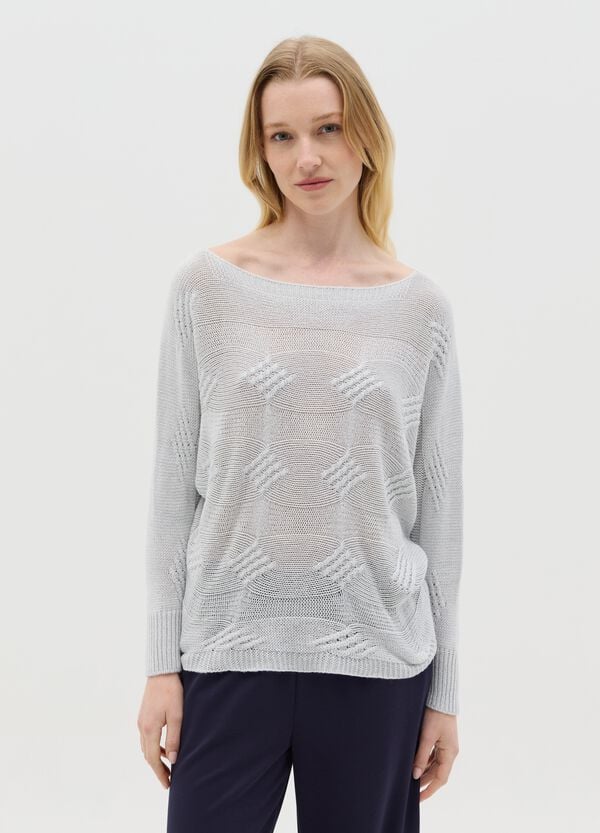 Ovs Maglia a maniche lunghe grigia con lavorazione