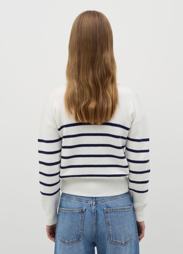 Ovs Maglia A Righe Bianco E Blu Con Scollo A Polo