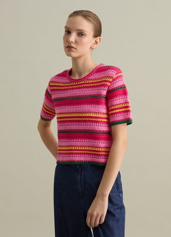 Ovs Maglia Crochet A Righe Multicolor