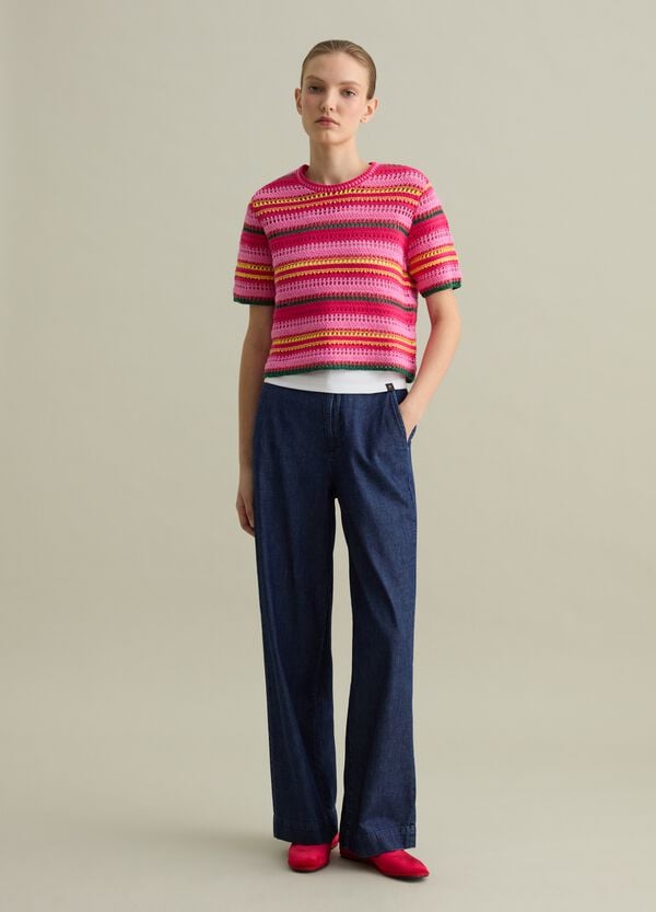 Ovs Maglia crochet a righe multicolor