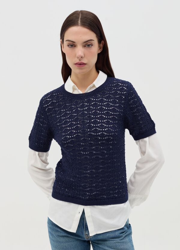 Ovs Maglia Crochet Con Maniche Corte