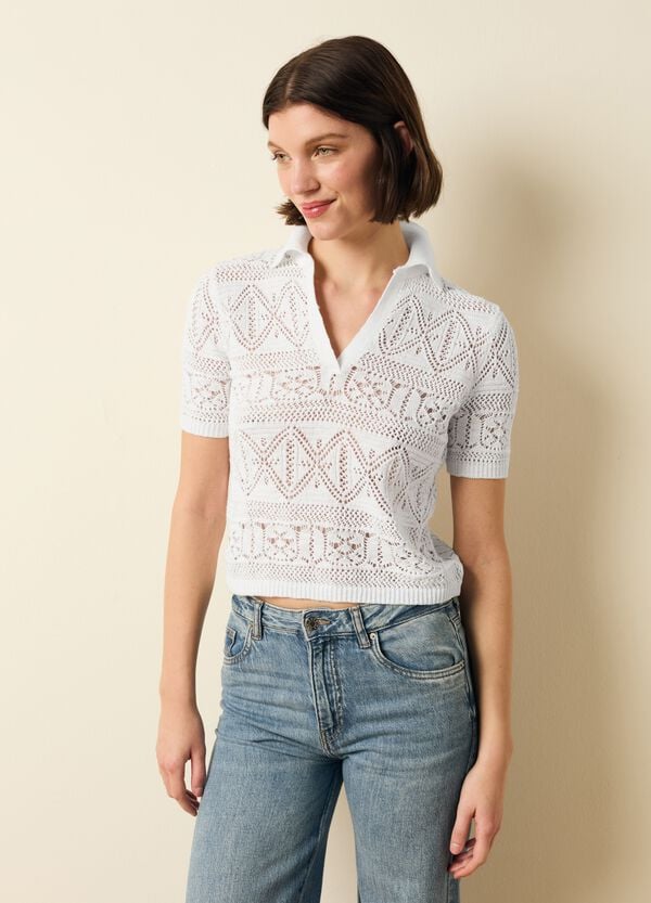 Ovs Maglia Crochet Con Scollo A Polo