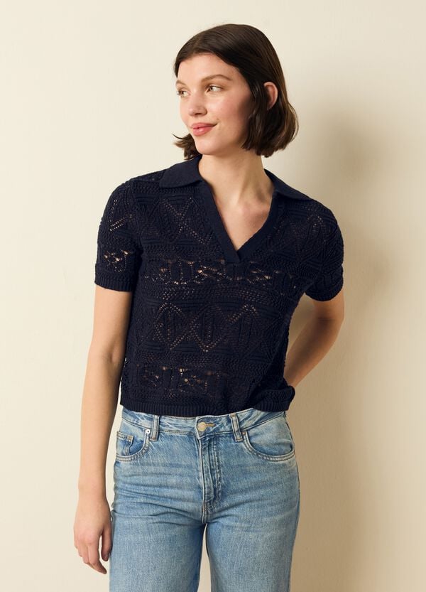 Ovs Maglia crochet con scollo a polo