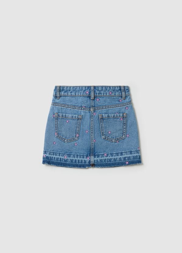 Ovs Minigonna In Denim Con Ricamo Stelle