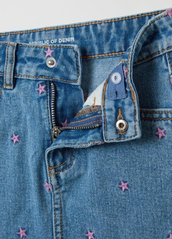 Ovs Minigonna In Denim Con Ricamo Stelle