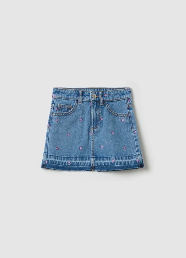 Ovs Minigonna in denim con ricamo stelle