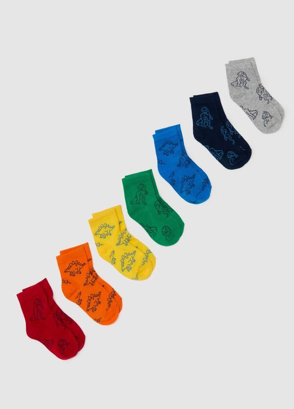 Ovs Multipack sette calze corte disegno dinosauri
