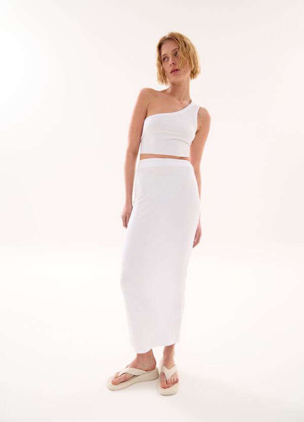 Ovs One Shoulder Backless Tank White