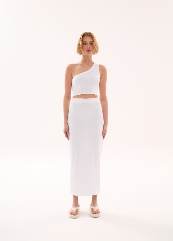 Ovs One Shoulder Backless Tank White