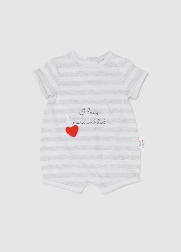 Ovs Pagliaccetto in cotone a righe I Love Mum & Dad