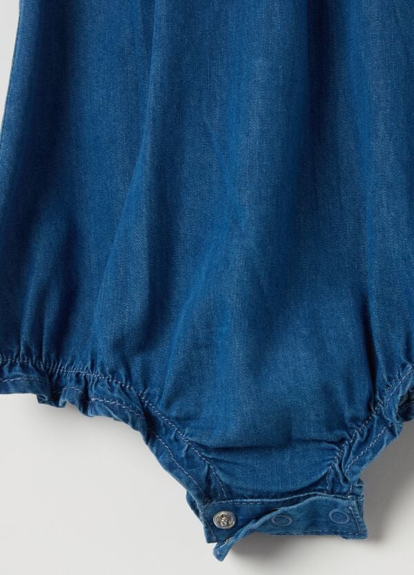 Ovs Pagliaccetto In Denim Con Ricamo Floreale