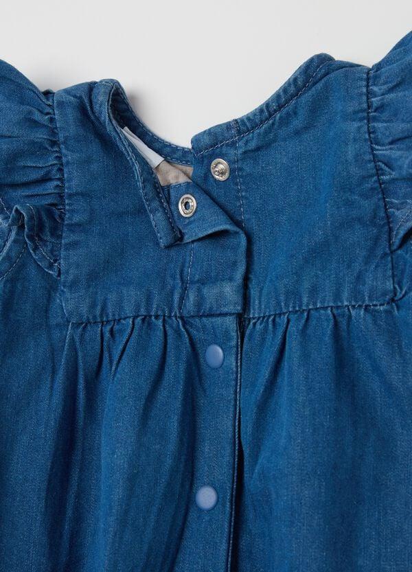 Ovs Pagliaccetto In Denim Con Ricamo Floreale