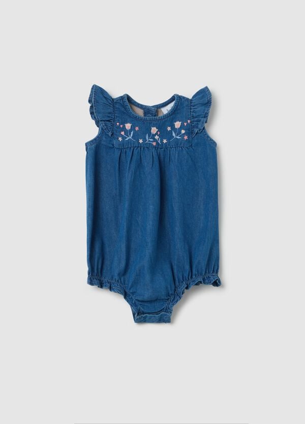Ovs Pagliaccetto in denim con ricamo floreale