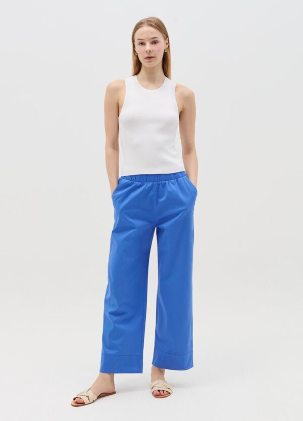 Ovs Pantalone a gamba larga in cotone stretch blu
