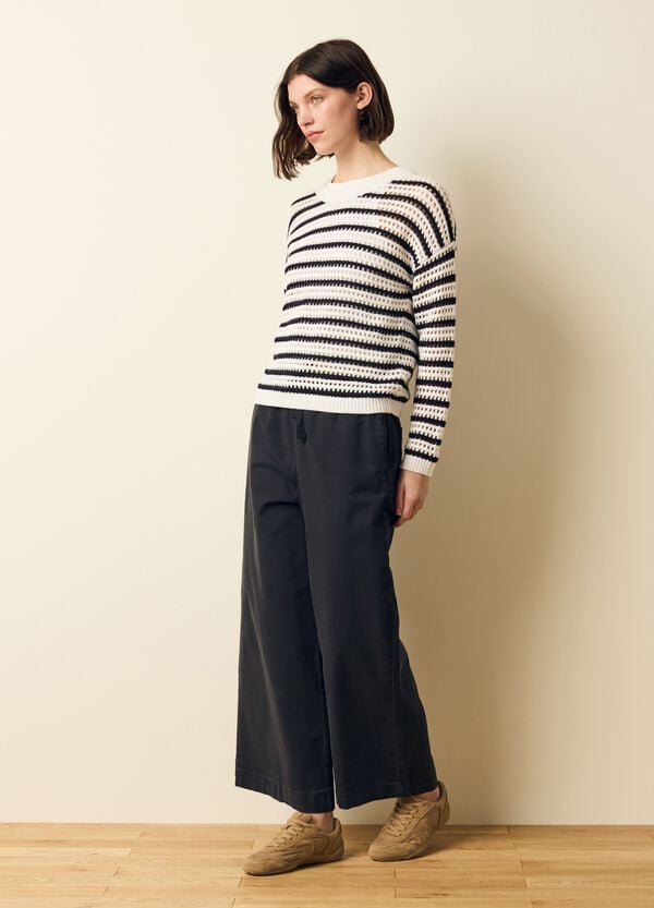 Ovs Pantalone a gamba larga in cotone stretch