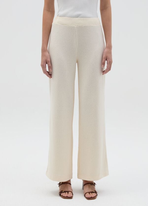 Ovs Pantalone A Gamba Larga In Maglia Crema