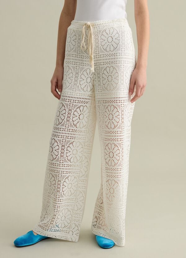 Ovs Pantalone A Gamba Larga In Pizzo Bianco