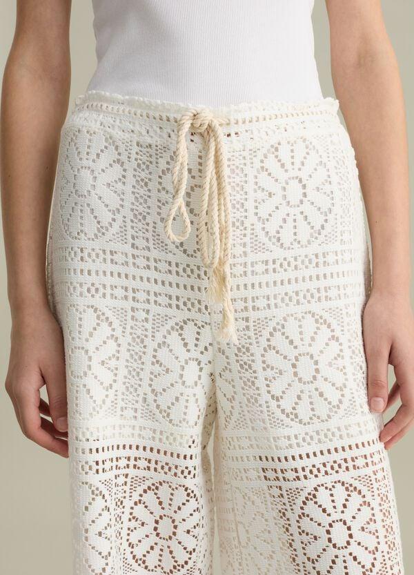 Ovs Pantalone A Gamba Larga In Pizzo Bianco