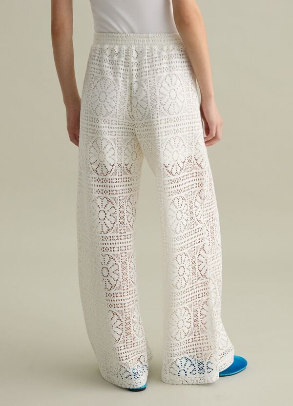 Ovs Pantalone A Gamba Larga In Pizzo Bianco