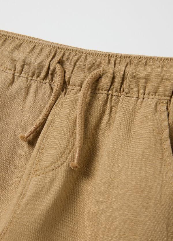 Ovs Pantalone Beige In Lino E Viscosa Con Coulisse
