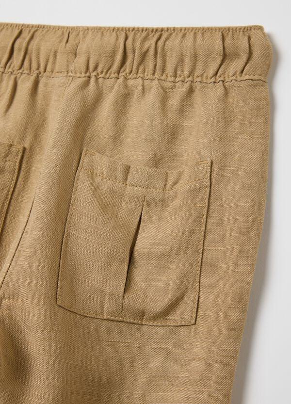Ovs Pantalone Beige In Lino E Viscosa Con Coulisse