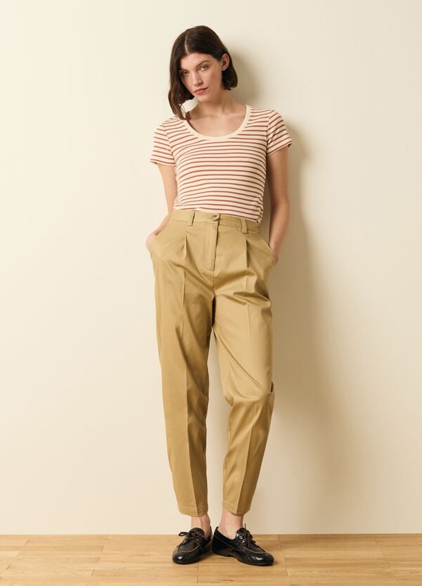 Ovs Pantalone chino cropped con pinces