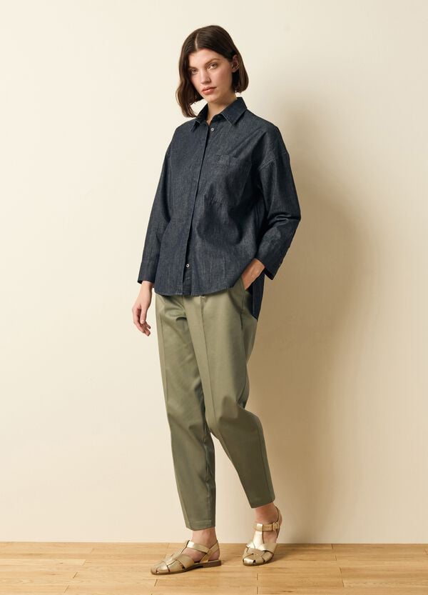 Ovs Pantalone chino cropped con pinces