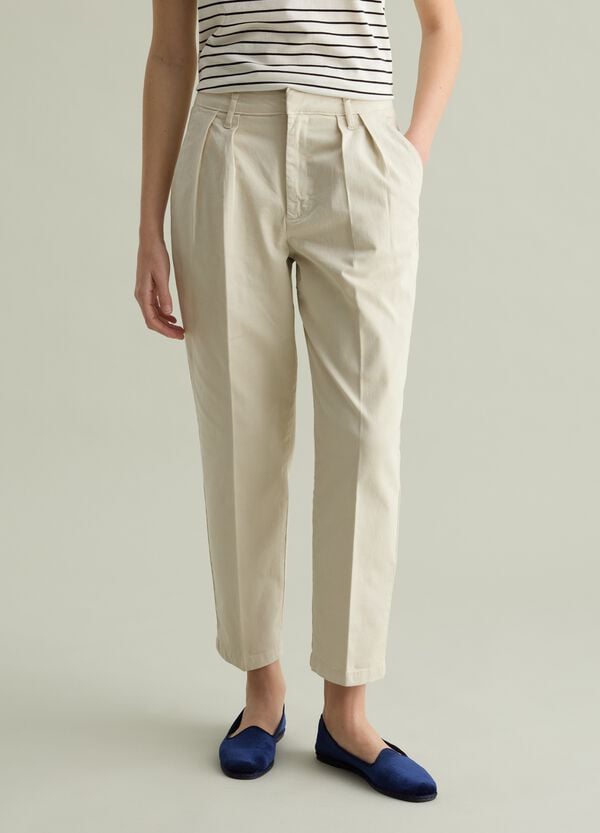 Ovs Pantalone Chino Cropped Con Pinces