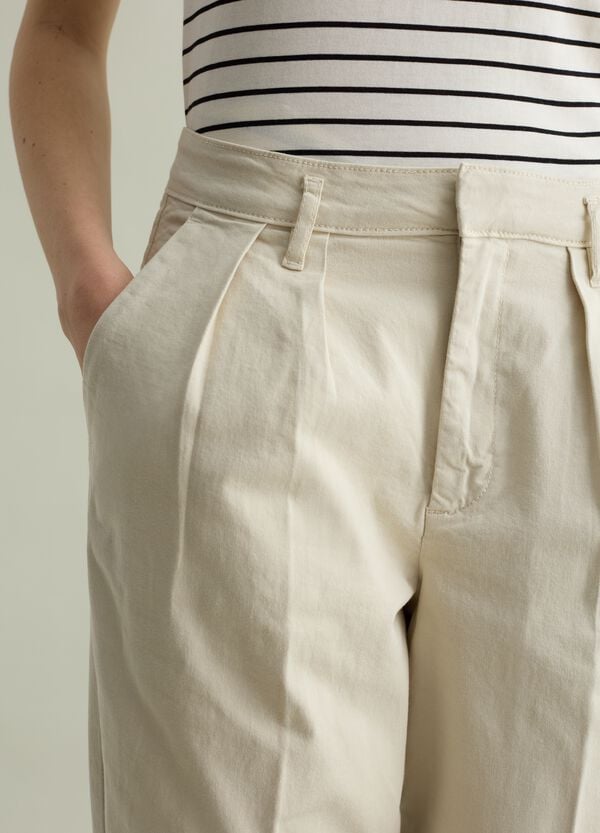 Ovs Pantalone Chino Cropped Con Pinces