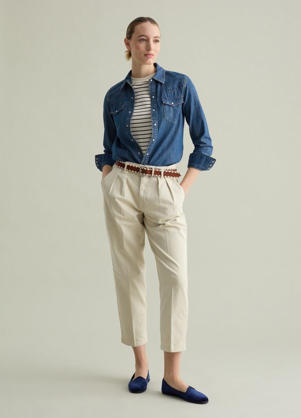 Ovs Pantalone chino cropped con pinces