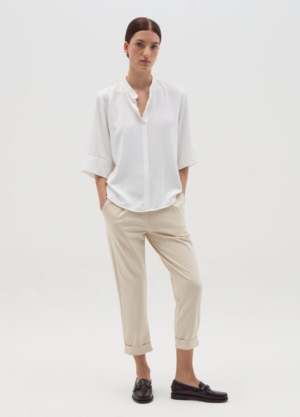 Ovs Pantalone chino cropped con risvolti
