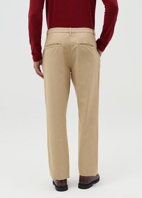 Ovs Pantalone Chino In Cotone E Lino Beige