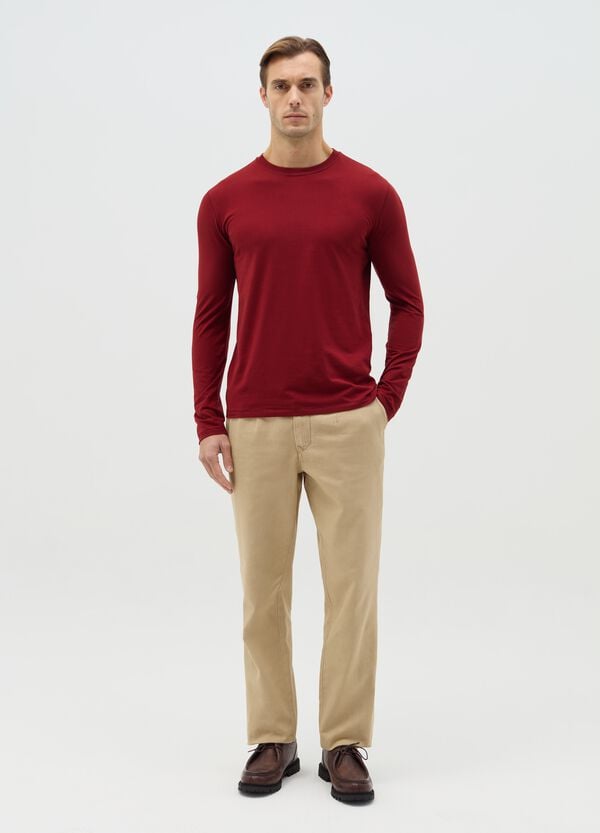 Ovs Pantalone chino in cotone e lino beige