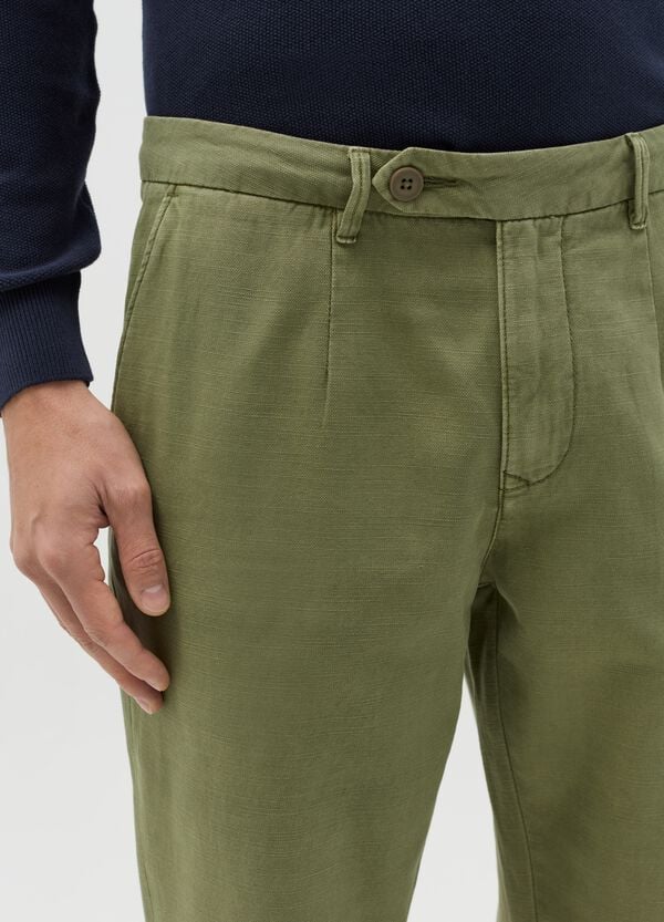 Ovs Pantalone Chino In Cotone E Lino Verde