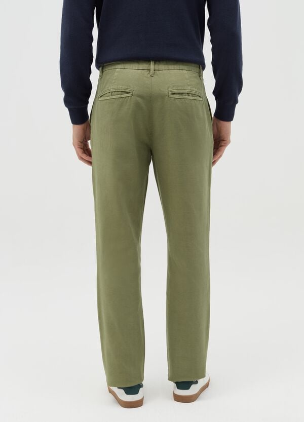 Ovs Pantalone Chino In Cotone E Lino Verde
