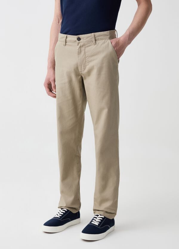 Ovs Pantalone Chino In Lino E Cotone