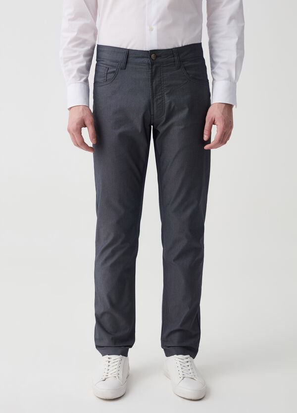 Ovs Pantalone Cinque Tasche Con Micro Trama