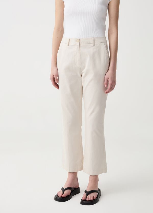 Ovs Pantalone Crop A Sigaretta In Cotone