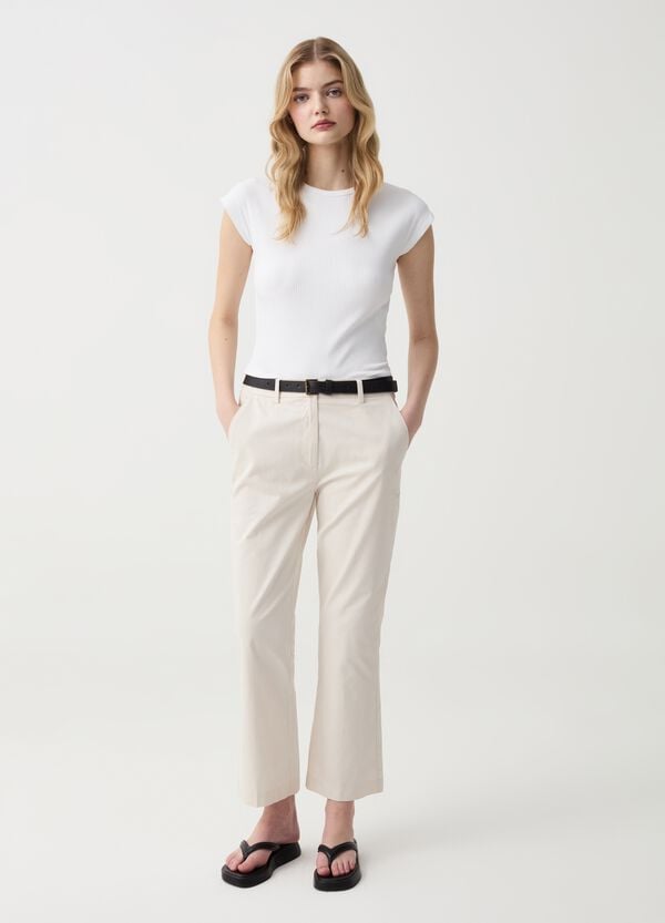 Ovs Pantalone crop a sigaretta in cotone