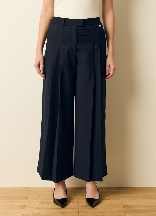 Ovs Pantalone Cropped A Gamba Larga Con Pinces