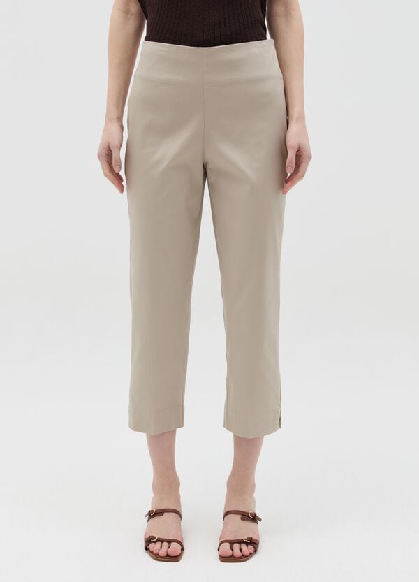 Ovs Pantalone Cropped A Sigaretta Beige