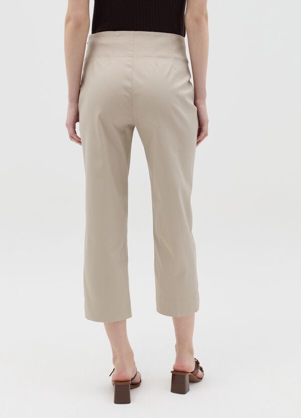 Ovs Pantalone Cropped A Sigaretta Beige