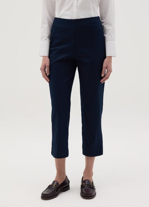 Ovs Pantalone Cropped A Sigaretta Blu
