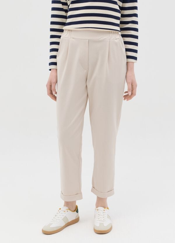 Ovs Pantalone Cropped Con Risvolti Beige