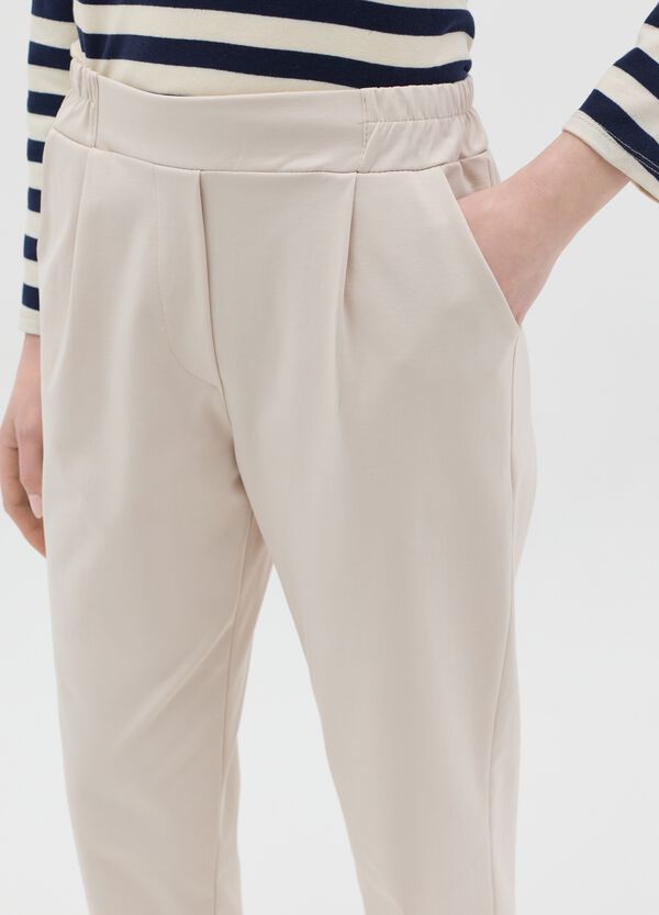 Ovs Pantalone Cropped Con Risvolti Beige