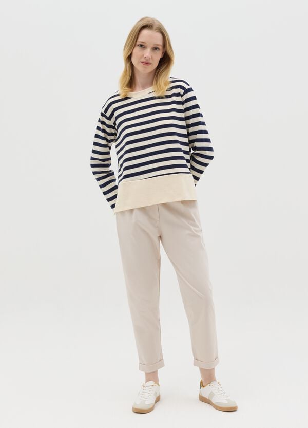 Ovs Pantalone cropped con risvolti beige