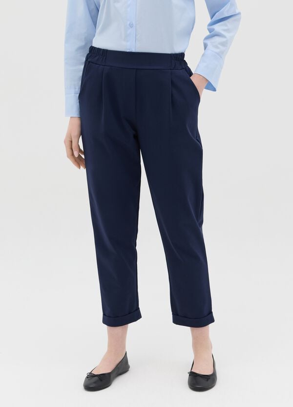 Ovs Pantalone Cropped Con Risvolti Blu