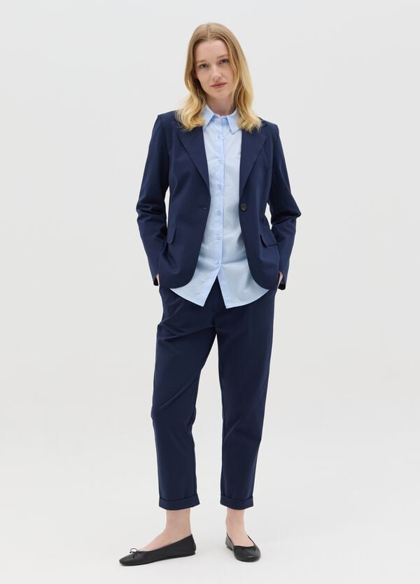 Ovs Pantalone cropped con risvolti blu