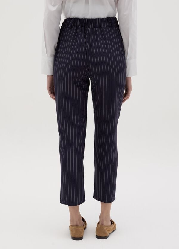 Ovs Pantalone Cropped Gessato Con Rouche