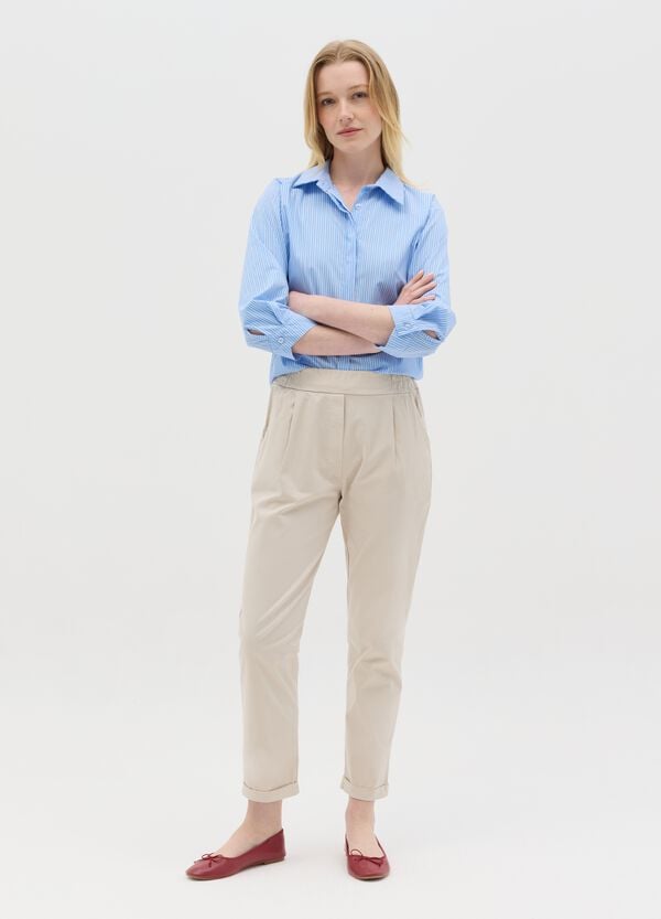 Ovs Pantalone cropped in cotone stretch beige